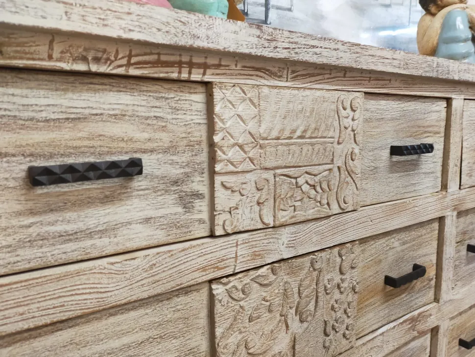 Cassettiera India Outlet etnico in Legno con forte sconto