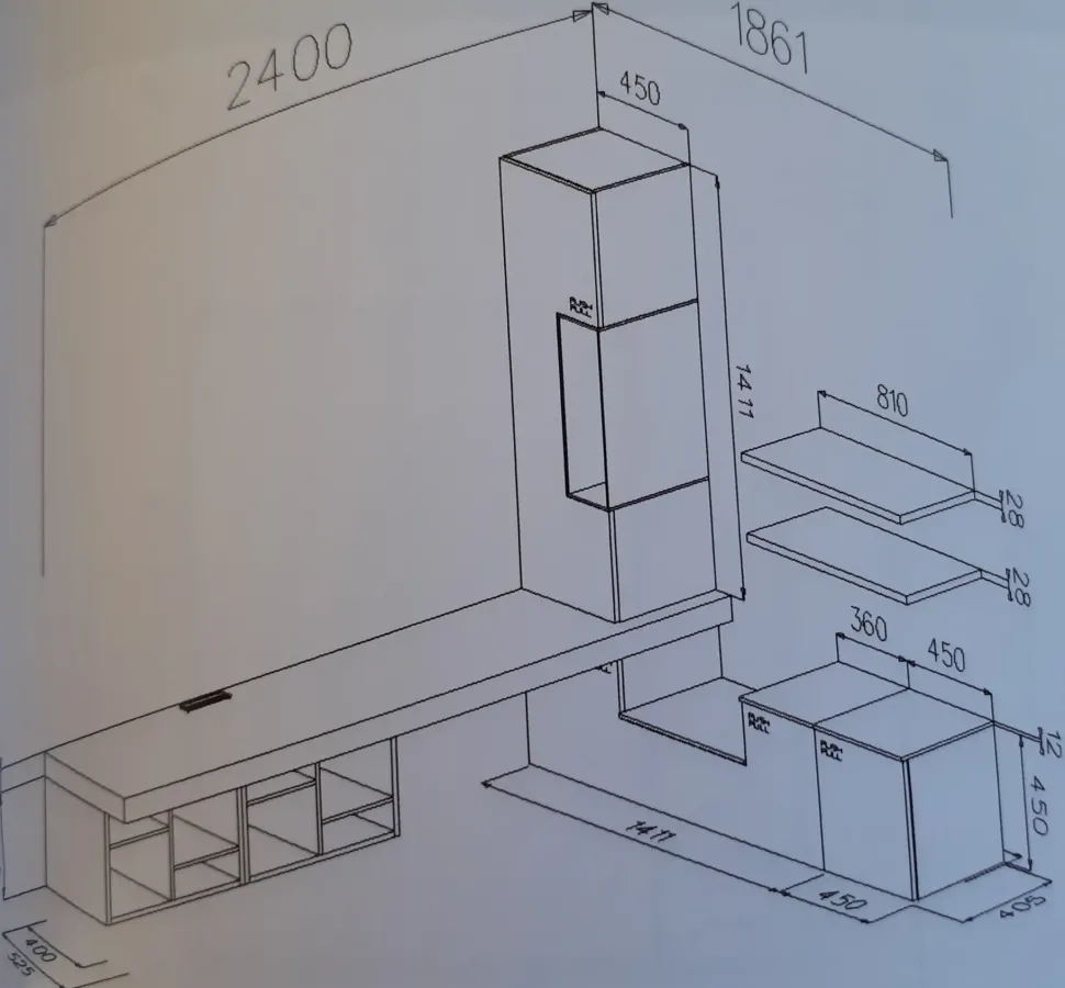 Composizione per il soggiorno modello Club 36 angolo di Duebitalia in Offerta Outlet