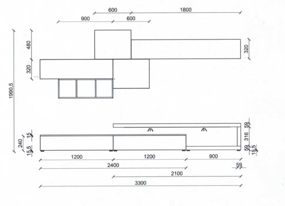 Composizione soggiorno San Giacomo modello Lampo - Scontato del -30 %