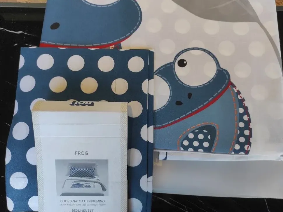 Copripiumini Frog blu in Cotone di Flou a prezzi ribassati