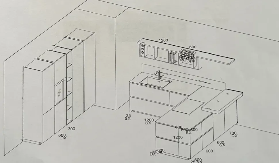 Cucina a PREZZI OUTLET in laminato materico Ernestomeda -50%