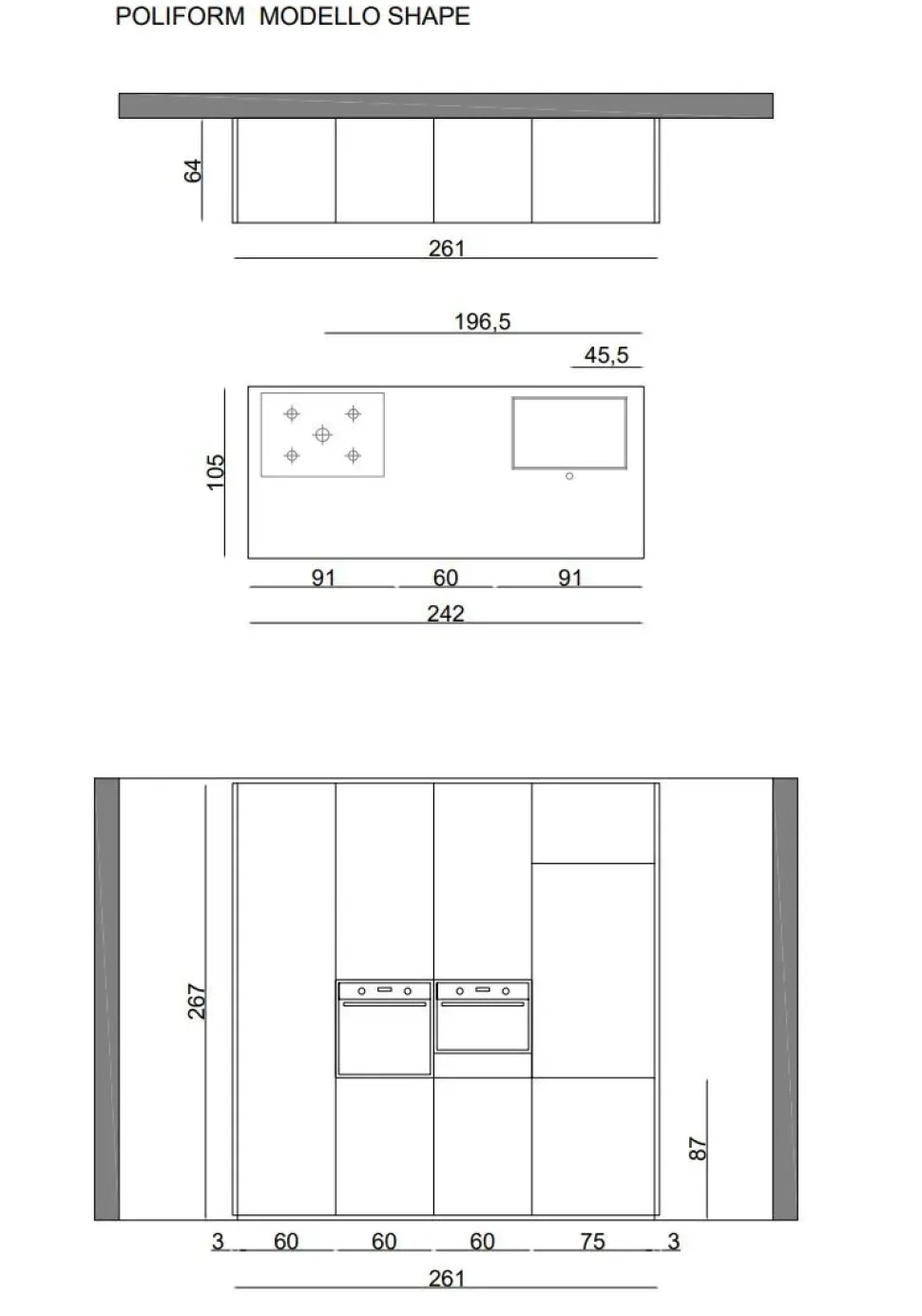 Cucina a prezzo ribassato con isola moderna Shape Poliform