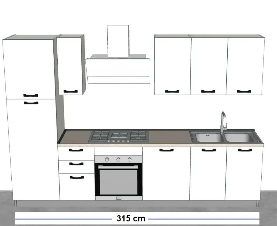 Cucina a prezzo ribassato lineare design Olimpia Artigianale