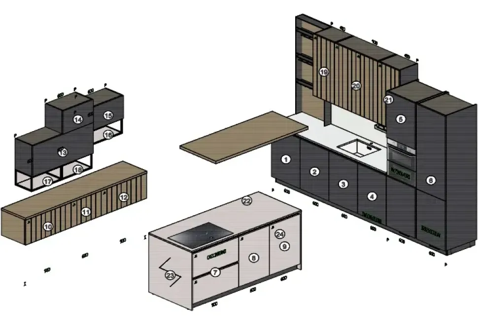 Cucina a prezzo ribassato ad isola moderna Metropolis natural Stosa