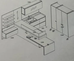 Cucina a prezzo scontato con penisola design Icon air  Ernestomeda