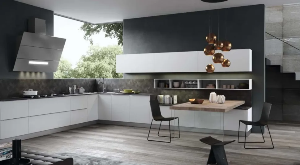 Cucina ad angolo design K18 lucida Antares a prezzo scontato