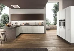 Cucina ad angolo in laccata opaco bianca Frame a prezzo scontato