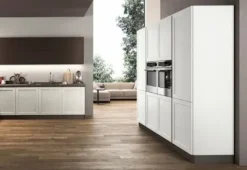 Cucina ad angolo in laccata opaco bianca Frame a prezzo scontato