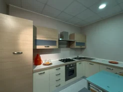 Cucina ad angolo in laminato materico rovere chiaro Papavero  a prezzo ribassato
