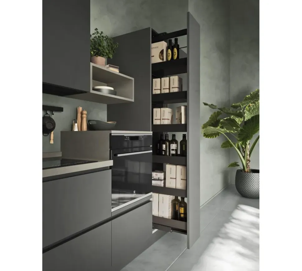 Cucina ad angolo in laminato materico antracite Sky a prezzo ribassato