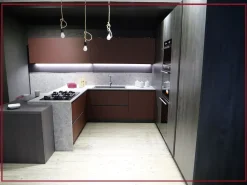 Cucina ad angolo in legno altri colori Kalì quadra a prezzo ribassato