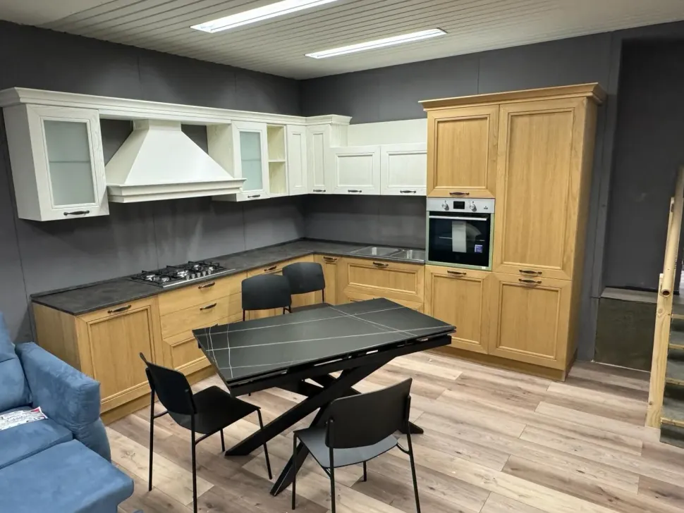 Cucina ad angolo in legno rovere chiaro Time a prezzo ribassato