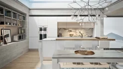 Cucina ad isola in polimerico lucido bianca Pura a prezzo ribassato