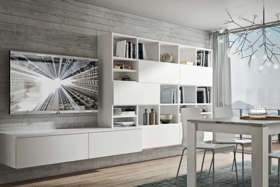 Cucina ad isola in polimerico lucido bianca Pura a prezzo ribassato