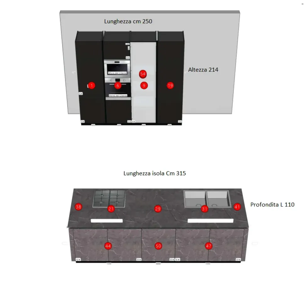 Cucina altri colori design ad isola Kappa Armony in offerta