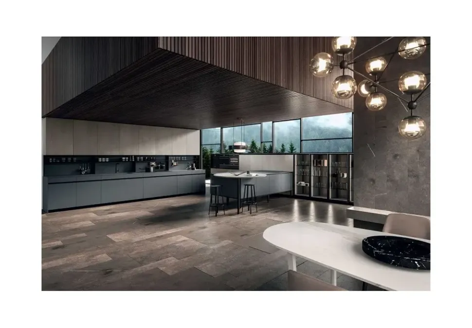 Cucina altri colori design con penisola Emporio dj Dibiesse