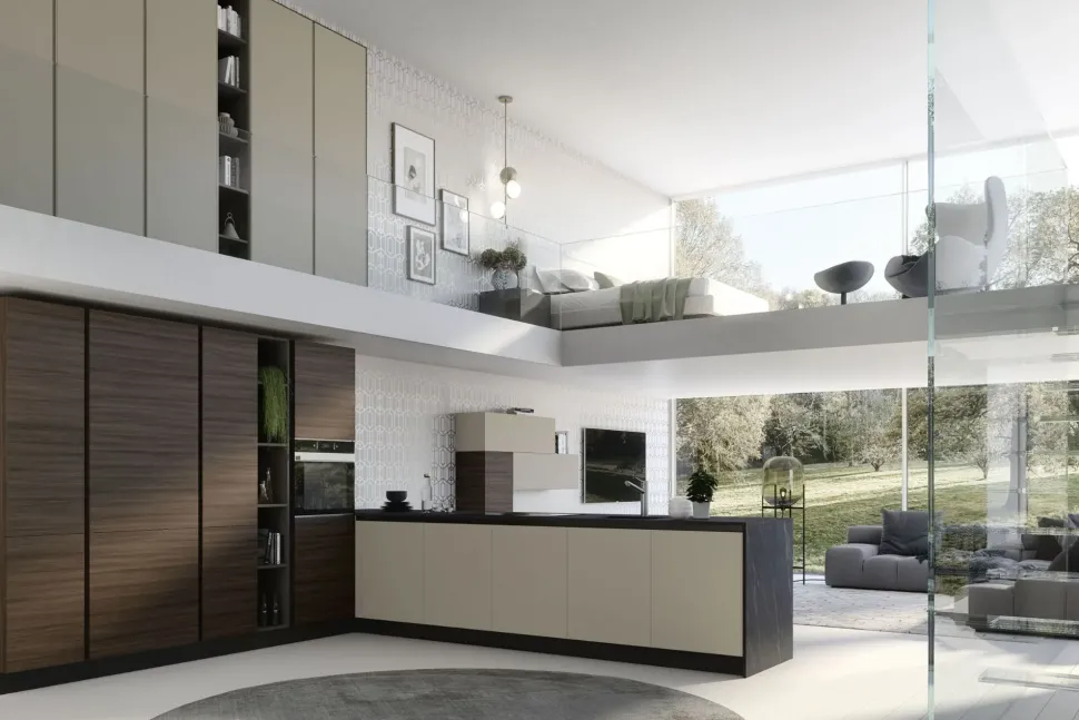 Cucina altri colori design con penisola Soft Artigianale a soli 7328 Euro