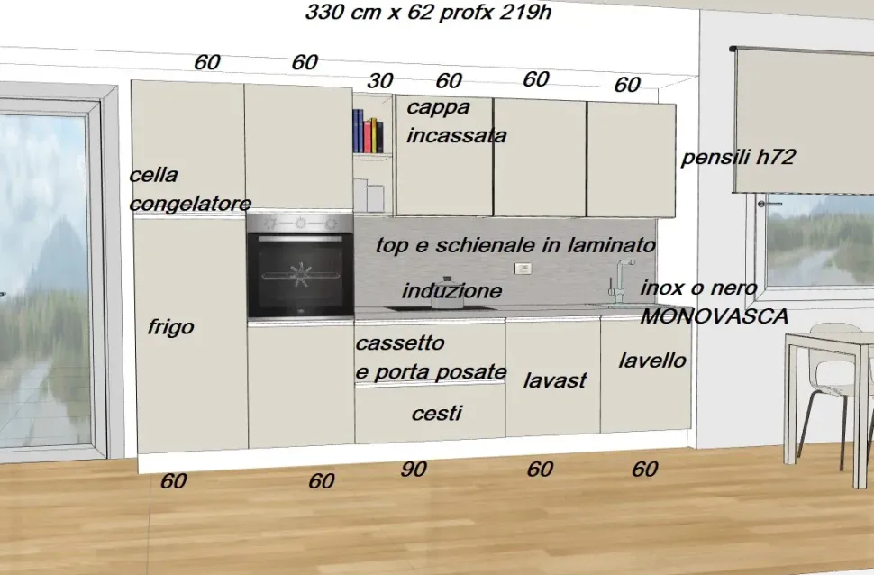 Cucina altri colori moderna lineare Gicinque Smart kmaniglia a soli 4990 Euro