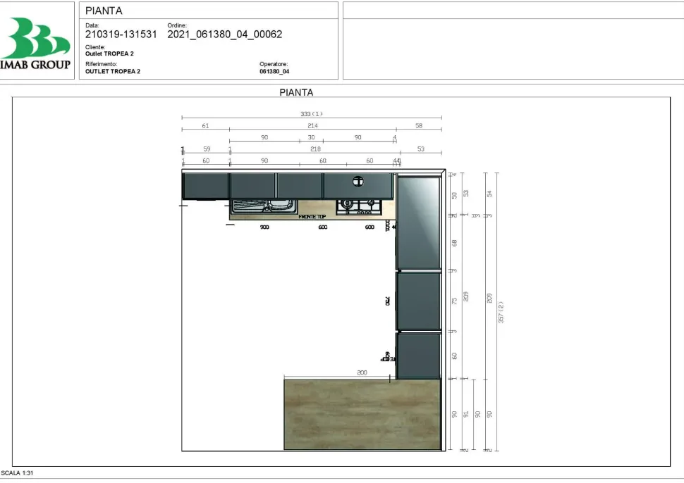 Cucina altri colori moderna ad angolo Tropea dm0683 Imab in Offerta Outlet