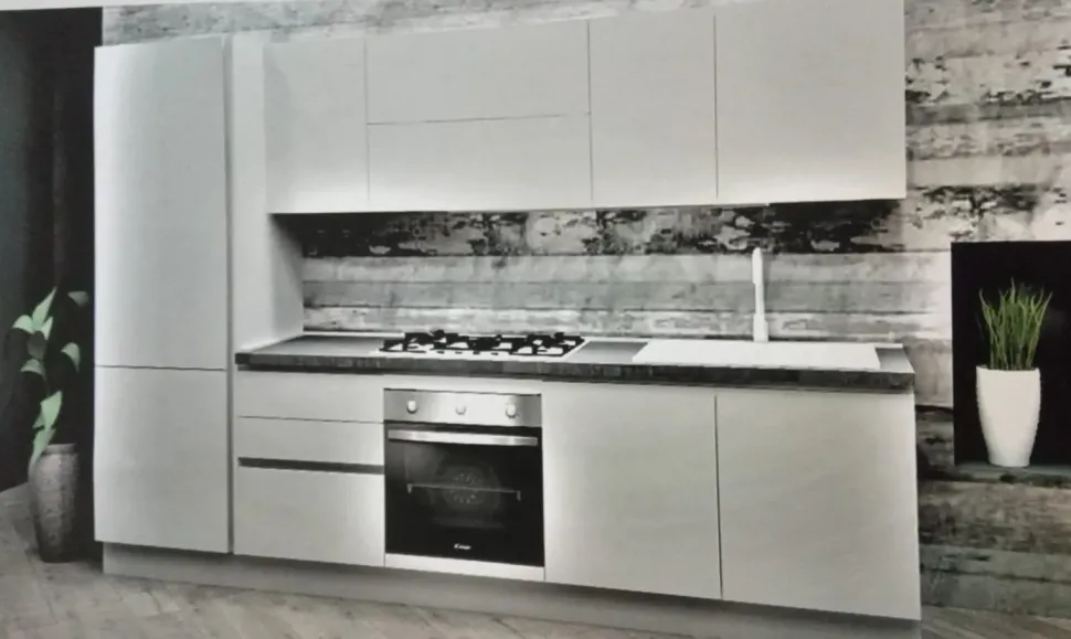 Cucina Aran moderna lineare bianca in laminato opaco Marilyn