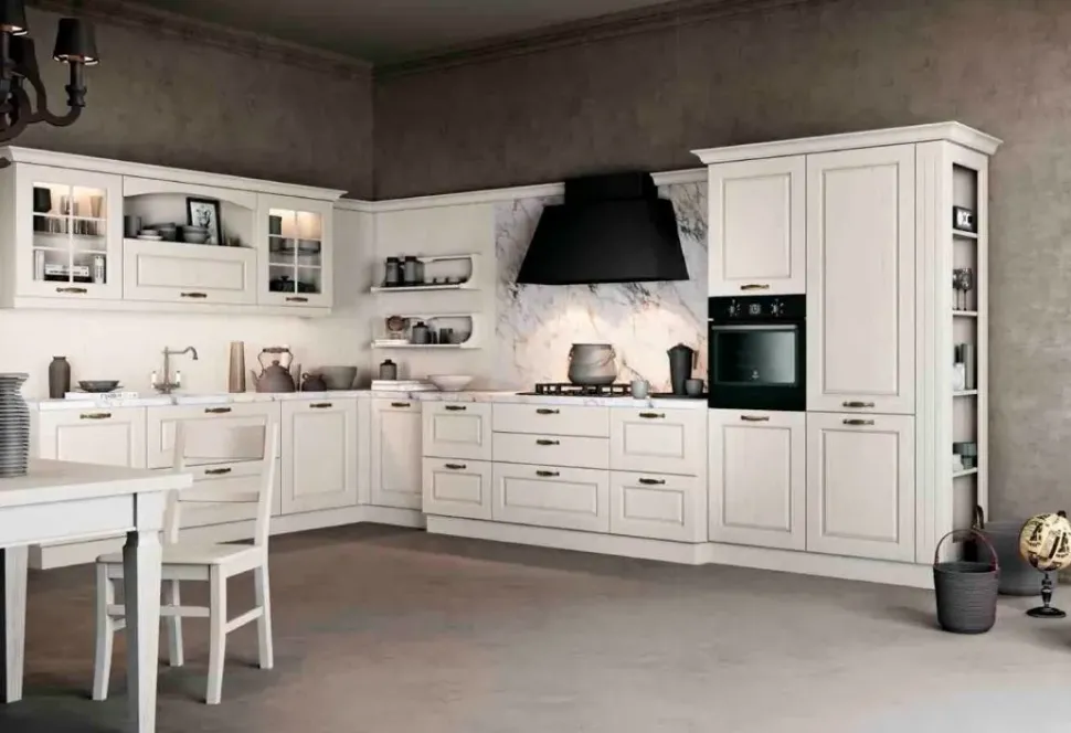 Cucina Arredo3 classica ad angolo bianca in legno Asolo 3