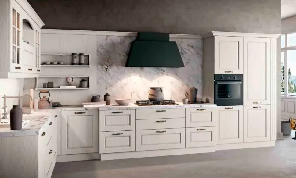 Cucina Arredo3 classica ad angolo bianca in legno Asolo 3