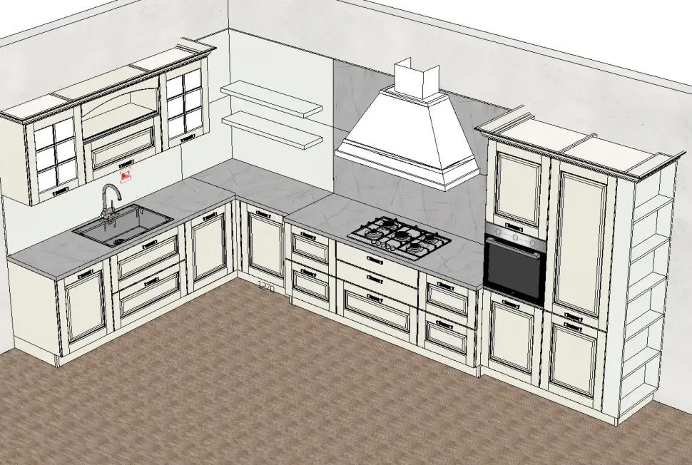 Cucina Arredo3 classica ad angolo bianca in legno Asolo 3