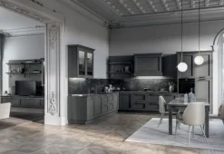 Cucina Arredo3 country ad angolo grigia in laccata opaco Meg 1