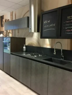 Cucina Arredo3 country lineare grigio in laccato opaco Factory