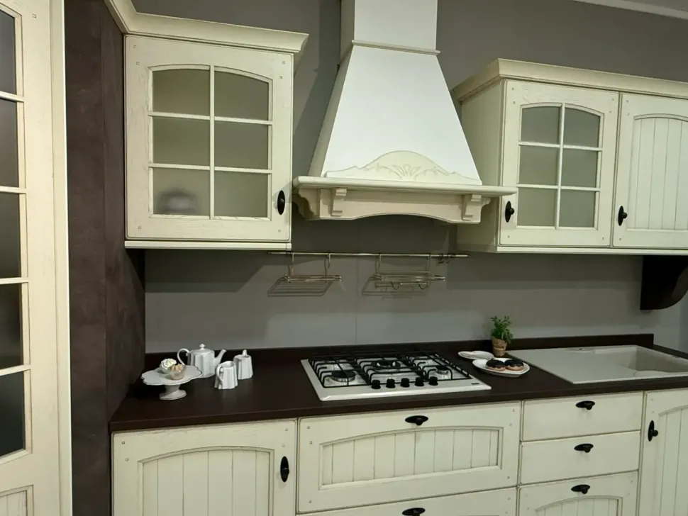 Cucina Arrex country ad angolo bianca in legno Morgana