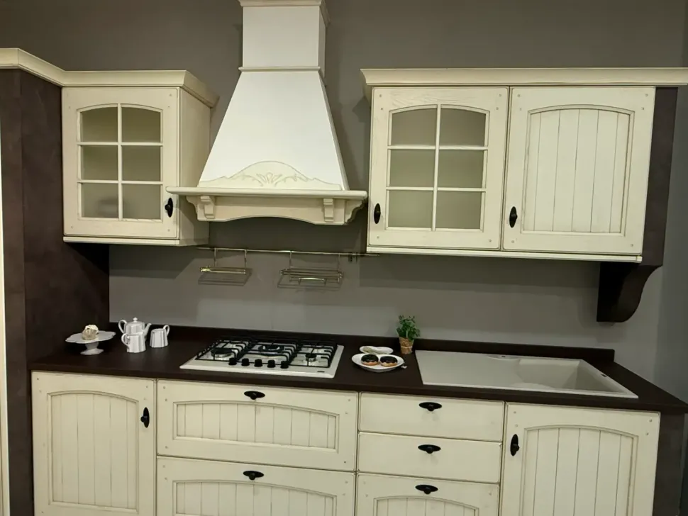 Cucina Arrex country ad angolo bianca in legno Morgana