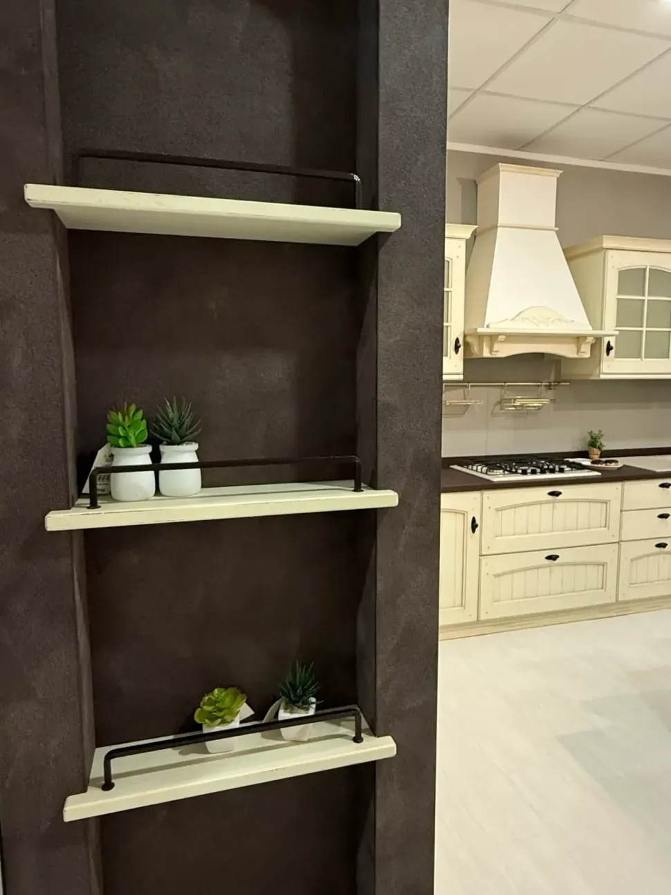 Cucina Arrex country ad angolo bianca in legno Morgana