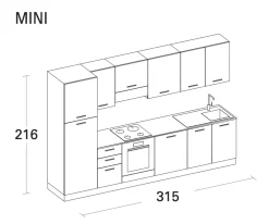 Cucina Arrex moderna lineare in laminato materico. Composizione 315-02. Altri colori.