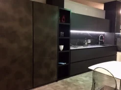 Cucina Artigianale design lineare antracite in laccata Atelier - paolo biordi designer