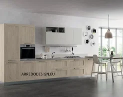 Cucina Artigianale moderna lineare rovere chiaro in melaminico Pd12 *