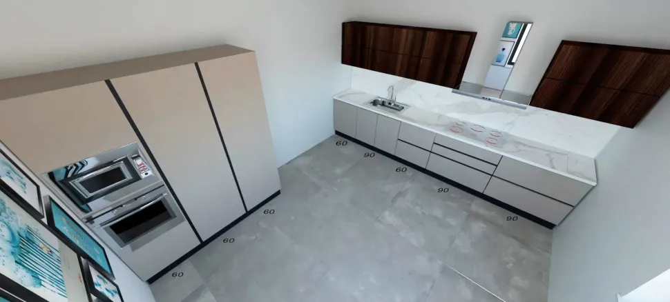 Cucina Astra design lineare tortora in laccato opaco Sp22