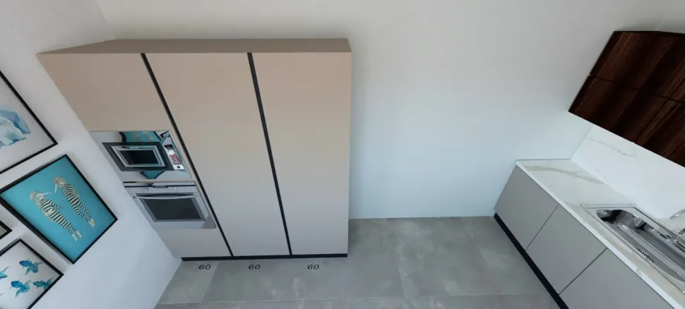 Cucina Astra design lineare tortora in laccato opaco Sp22