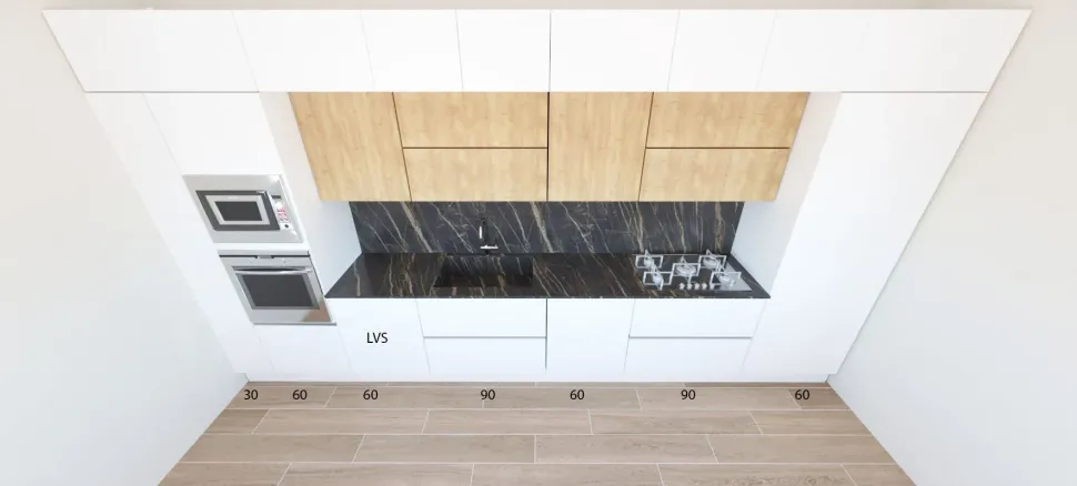 Cucina Astra design lineare bianca in laccato opaco Sp22