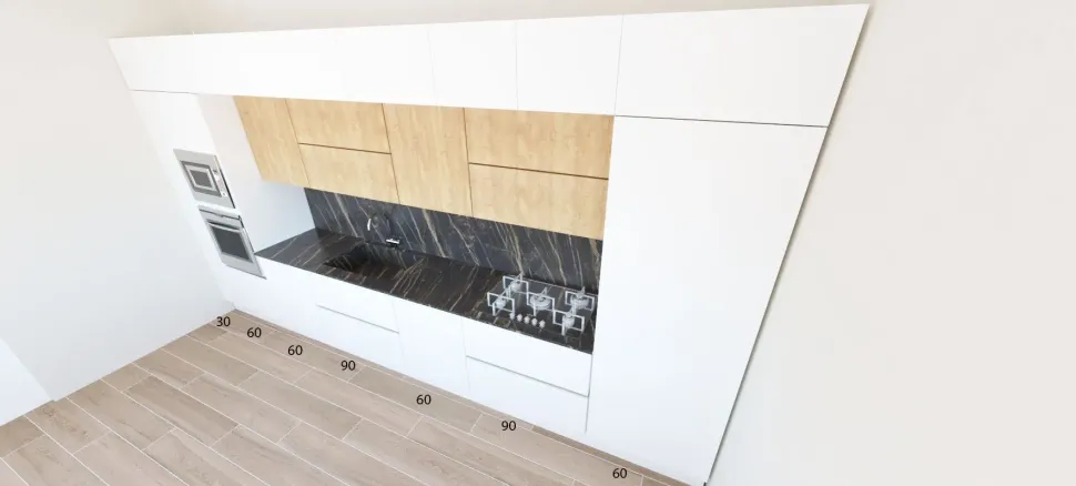 Cucina Astra design lineare bianca in laccato opaco Sp22