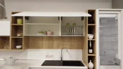 Cucina bianca design con penisola Time 1 Gentili group in Offerta Outlet