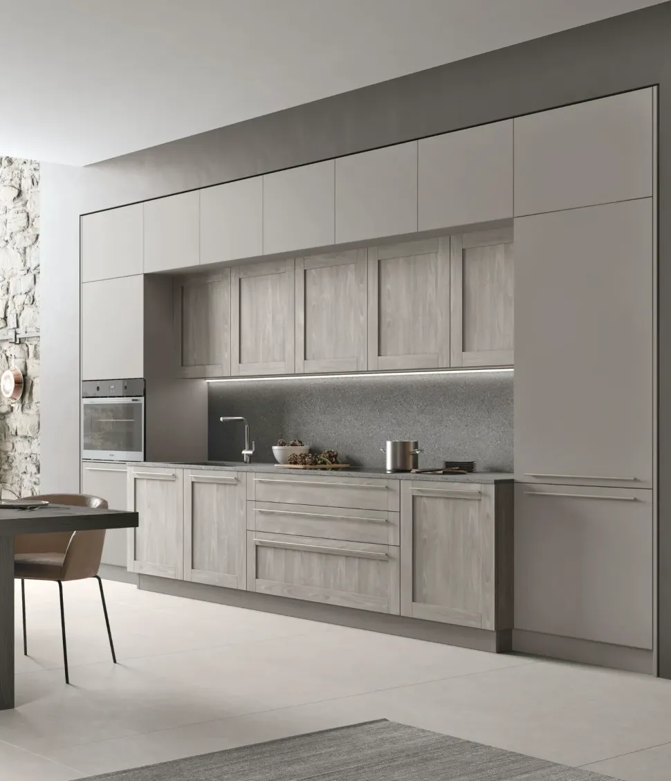 Cucina bianca industriale lineare City Stosa