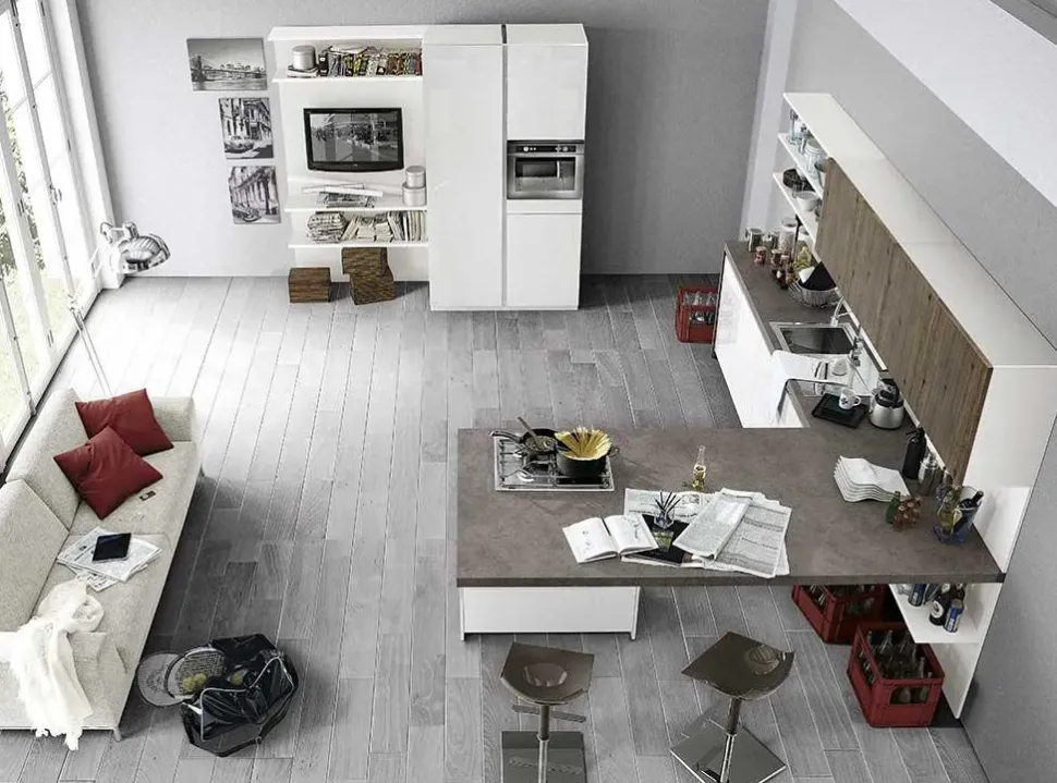 Cucina bianca moderna con penisola Vivere 2 Spagnol cucine a soli 11617 Euro