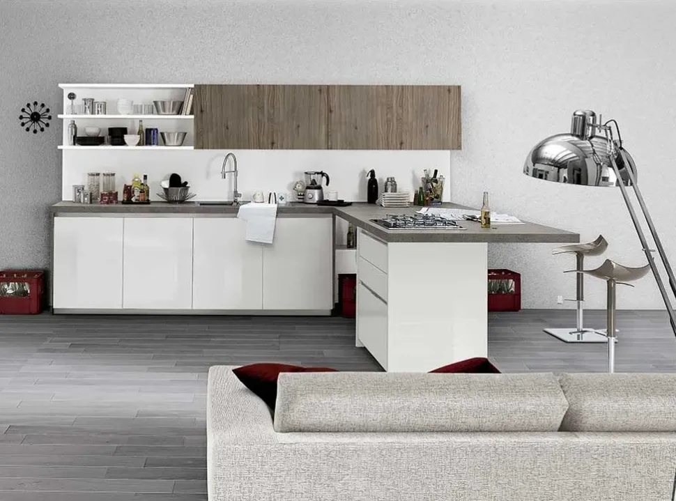 Cucina bianca moderna con penisola Vivere 2 Spagnol cucine a soli 11617 Euro