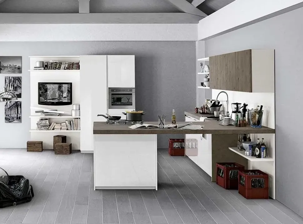 Cucina bianca moderna con penisola Vivere 2 Spagnol cucine a soli 11617 Euro