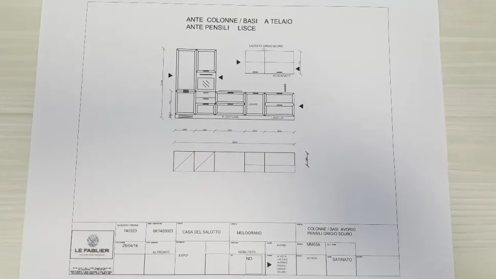 Cucina bianca moderna lineare Melograno Le fablier