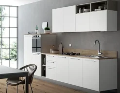 Cucina bianca moderna lineare Domino bianco e castoro Primacucine in Offerta Outlet