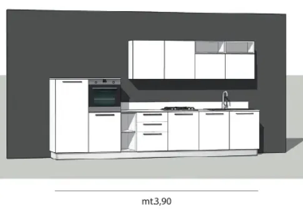 Cucina bianca moderna lineare Domino bianco e castoro Primacucine in Offerta Outlet