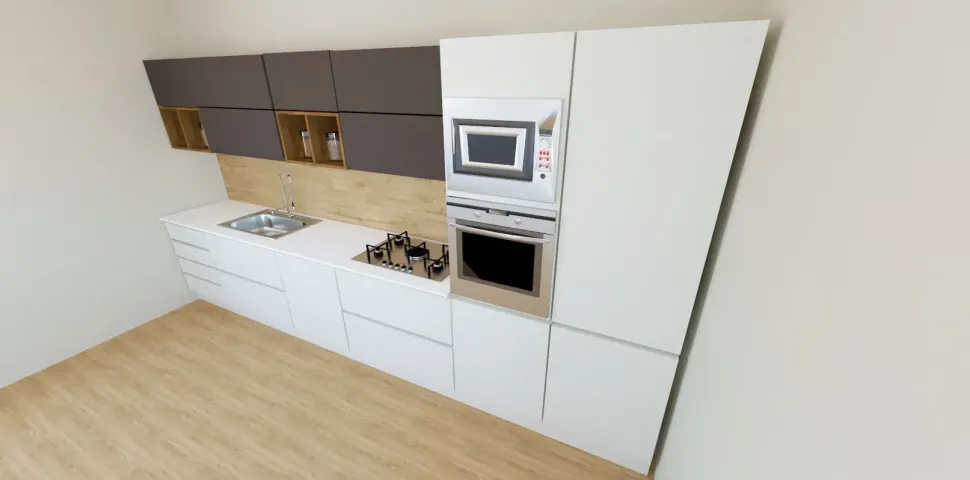 Cucina bianca moderna lineare Line Astra in offerta