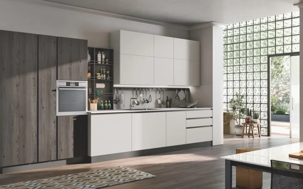 Cucina bianca moderna lineare Infinity Stosa