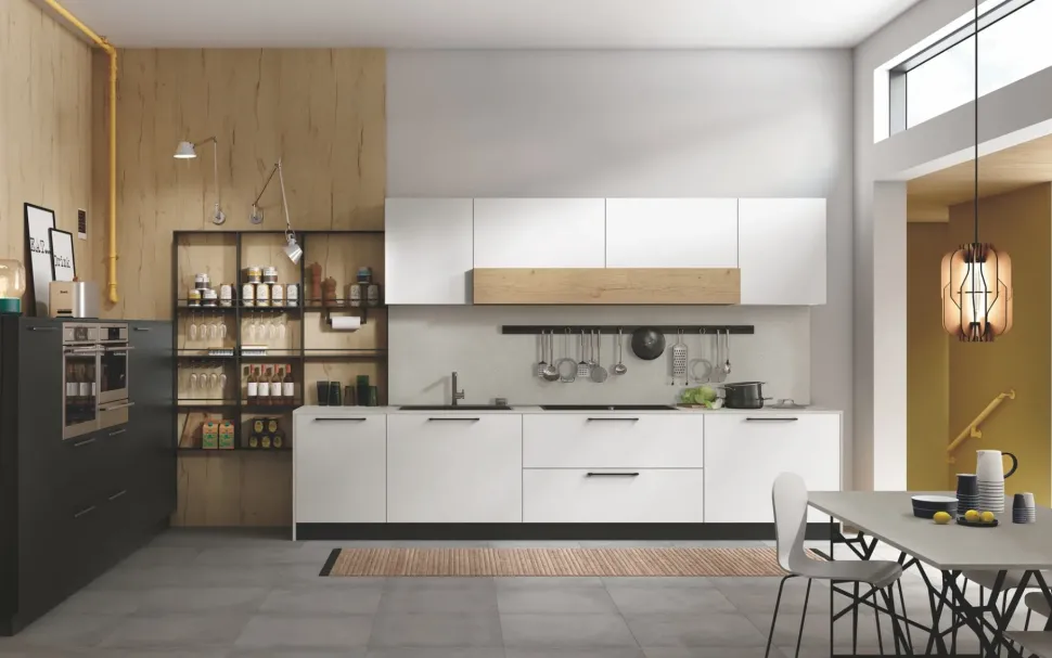 Cucina bianca moderna lineare Infinity Stosa